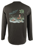 Men's Santa On Holiday Long Sleeves Shirt-C-Small Coal