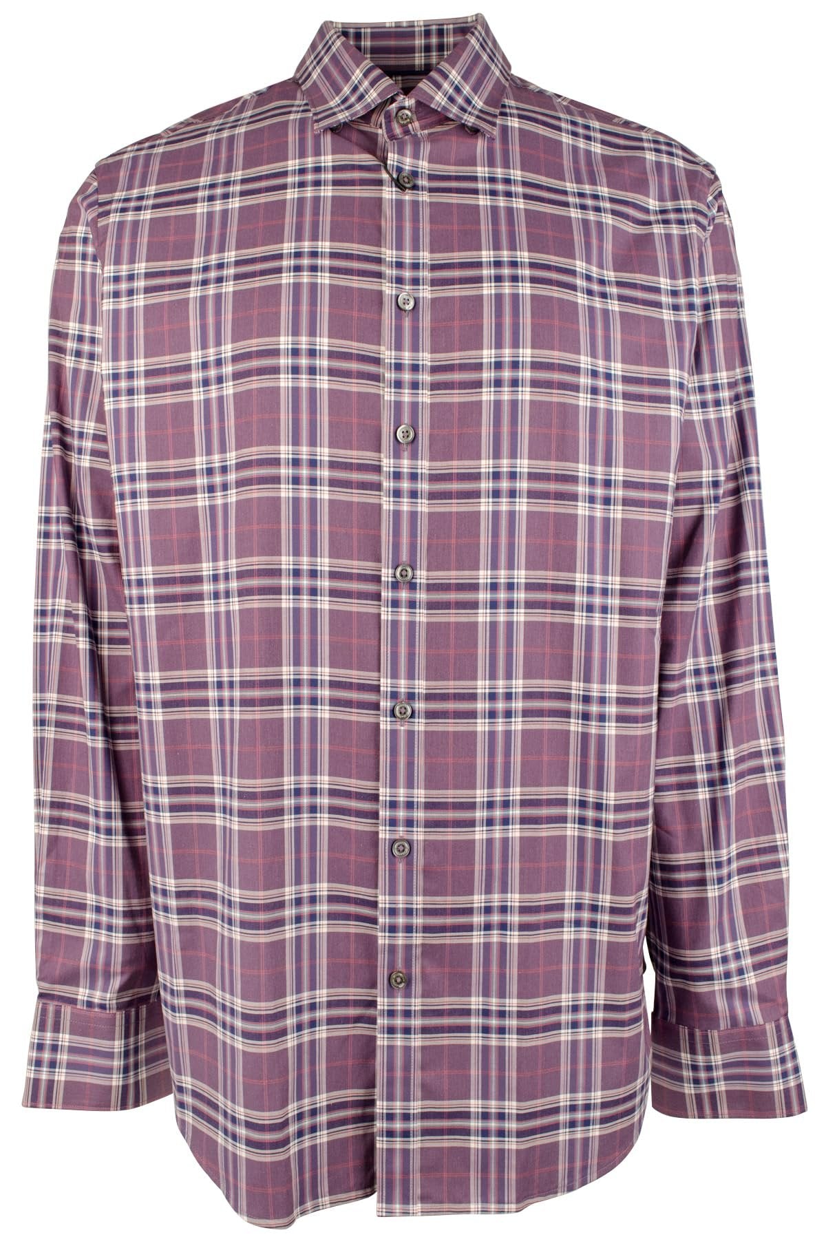 Men's Comfort Stretch Fit Plaid Long Sleeve Shirt W XXL Wine