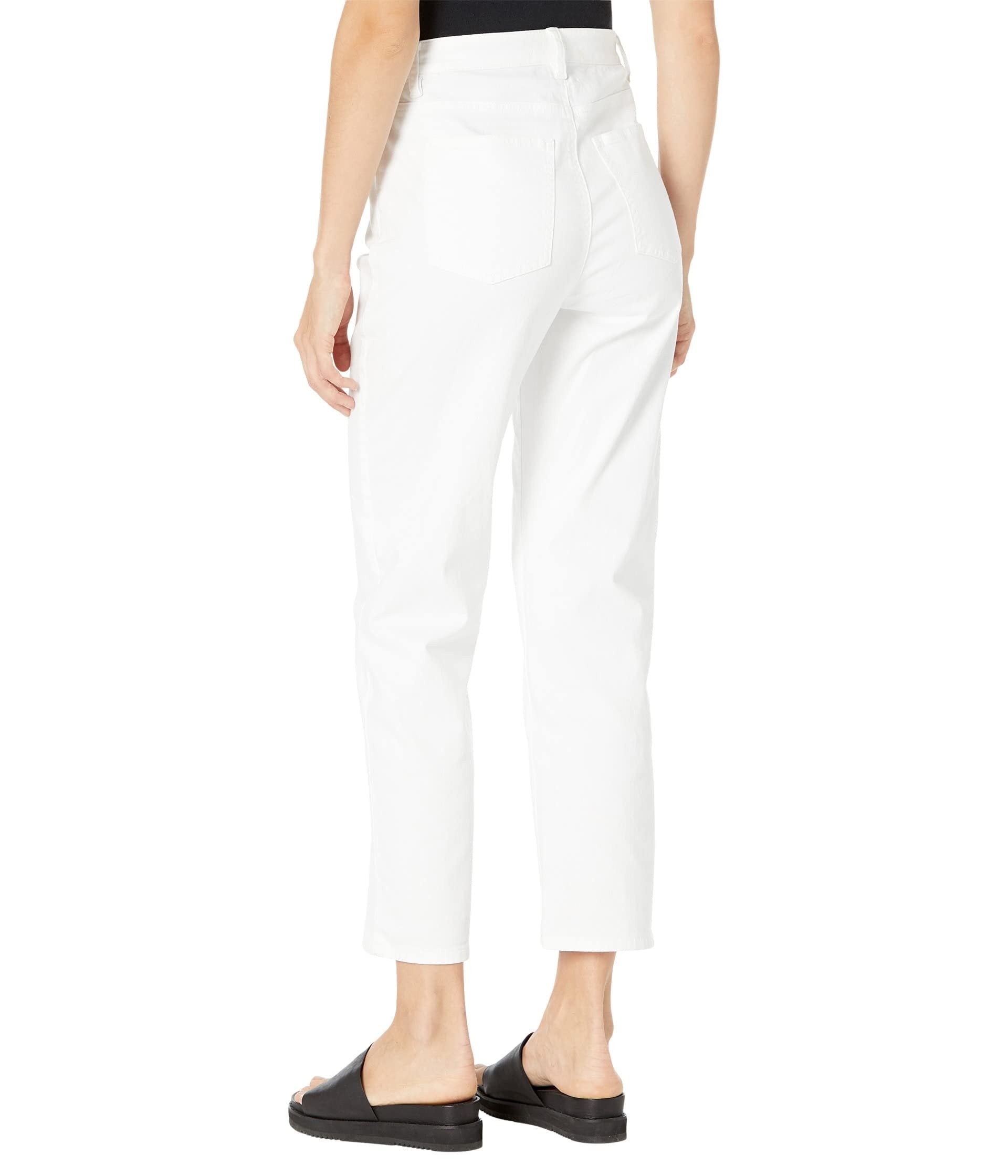 Eileen Fisher High-Waisted Straight Ankle Jeans in Garment Dyed Organic Cotton Stretch Denim