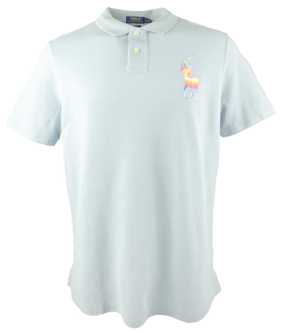 POLO RALPH LAUREN Tye-Dye Big Pony Mesh Polo Shirt, Blue [XL]