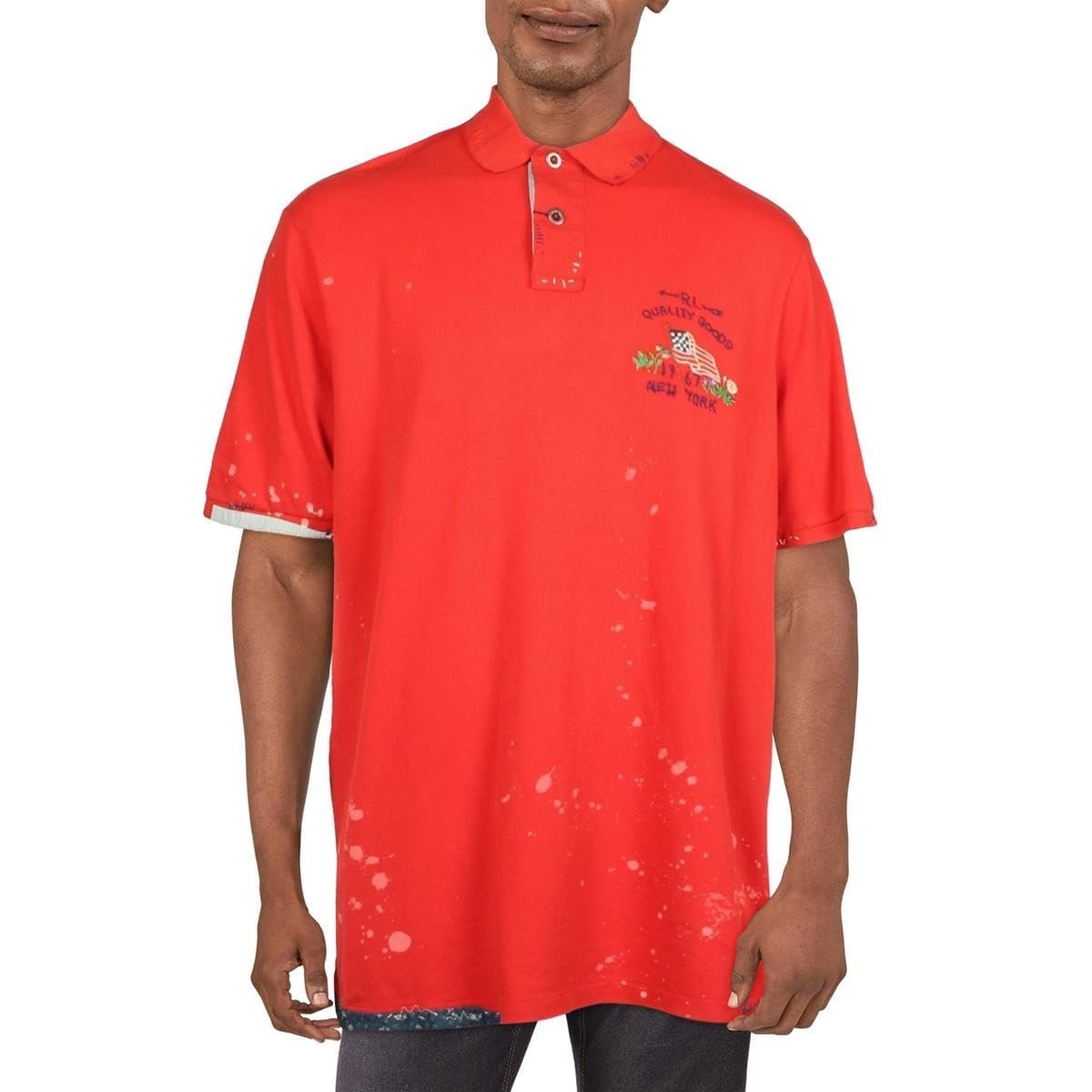Polo Ralph Lauren Men's Distressed Classic Painted Patched RL Polo Shirt