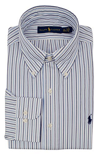 Ralph Lauren Men's Regular Fit Striped Long Sleeve Dress Shirt-BW-15.5-34/35 Blue/White