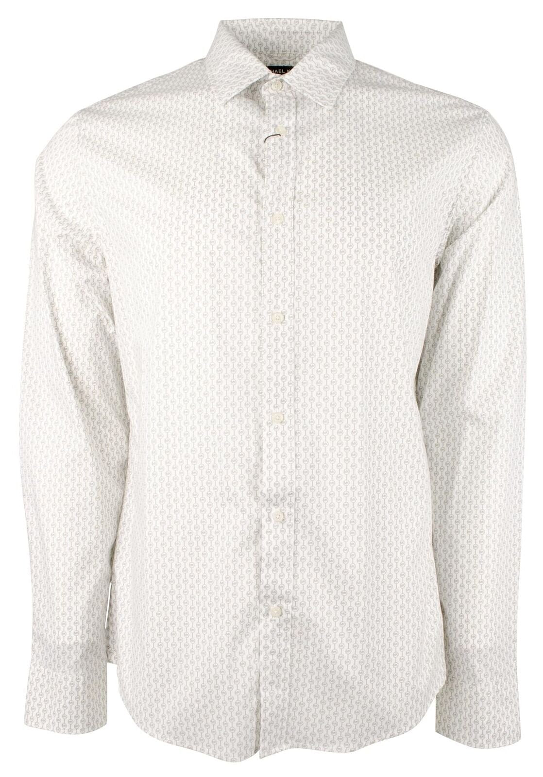 Men's Stretch MK Printed Slim Fit Long Sleeve Shirt Nckl XL