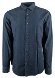 Camisa de trabajo clásica con botones para hombre, talla DDnm, talla grande, denim oscuro