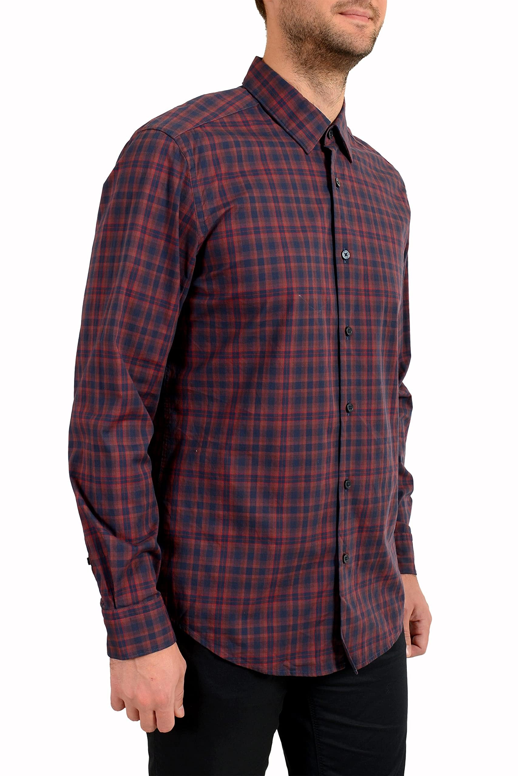 Hugo Boss Men's Lukas Regular Fit Stretch Long Sleeve Shirt XL Dark Red