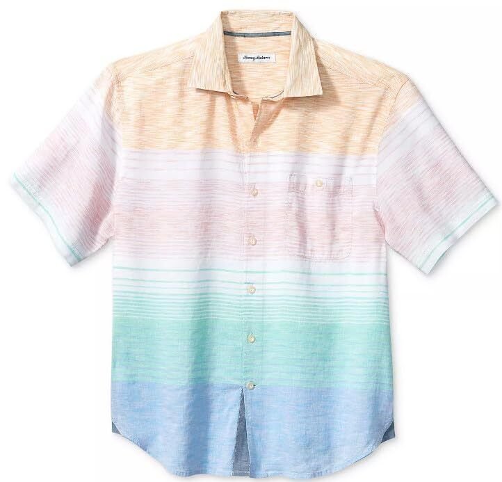 Tommy Bahama Men's Sand Linen Easy Sunrise Linen Blend Camp Shirt (Color: