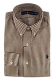 Men's Classic Fit Checked Twill Dress Shirt-E-XS Espresso