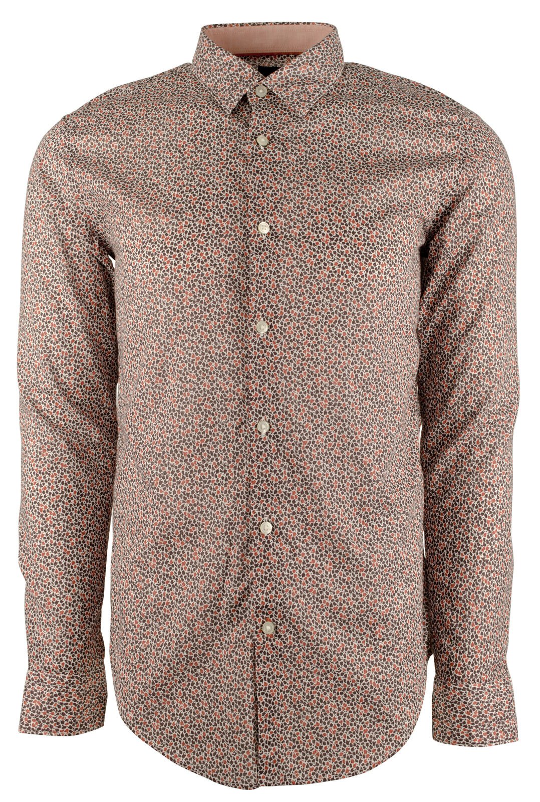 Hugo Boss Men's Big & Tall Ronni Long Sleeve Button Down Shirt Open Orange