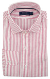 Men's Striped Classic Fit Cotton Linen Long Sleeve Shirt-P-M