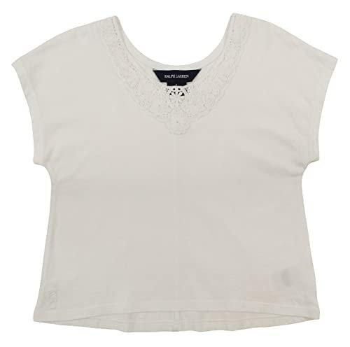 Polo Ralph Lauren Kid's Girl's Cap Sleeve Jersey Top Shirt-W-4 White