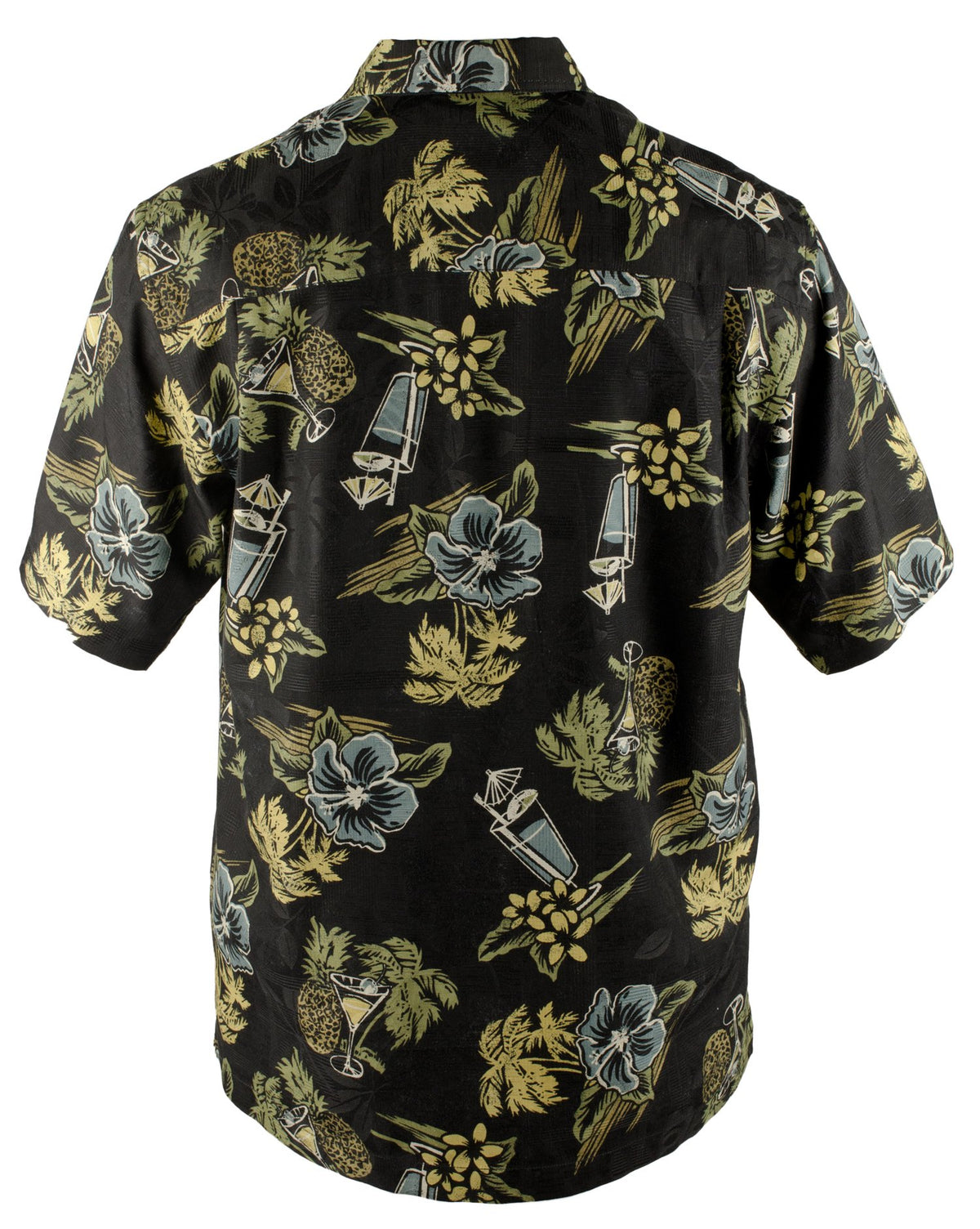 Camisas de campamento de manga corta de seda Tommy Bahama Baja Martini para hombre, color negro, talla mediana