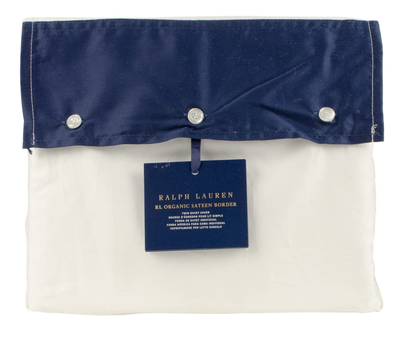 Organic Sateen Border Twin Duvet Cover PNvy 66X86 Inches