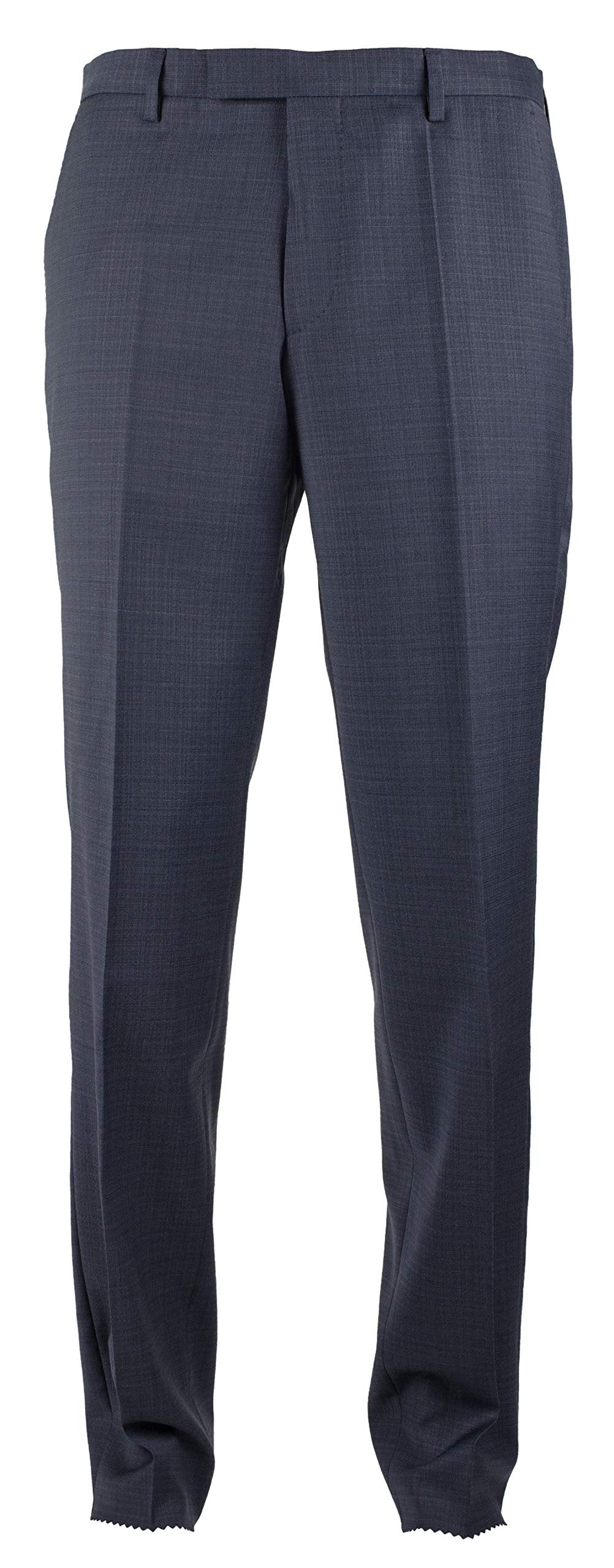 Hugo Boss Men's Leenon1 Flat Front Wool Unhemmed Dress Pants DB 32R Dark Blue