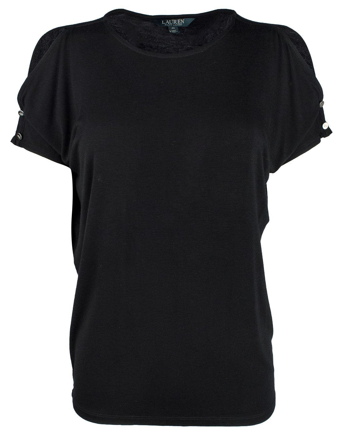 Lauren Ralph Lauren Women's Petite Cutout Button Shoulder Jersey Top
