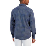 Michael Kors Mens Printed Stretch Button-Down Shirt Navy S, Black