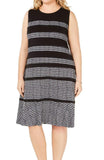 Michael Michael Kors Womens Plus Striped Printed Party Dress B/W 2X Black/White