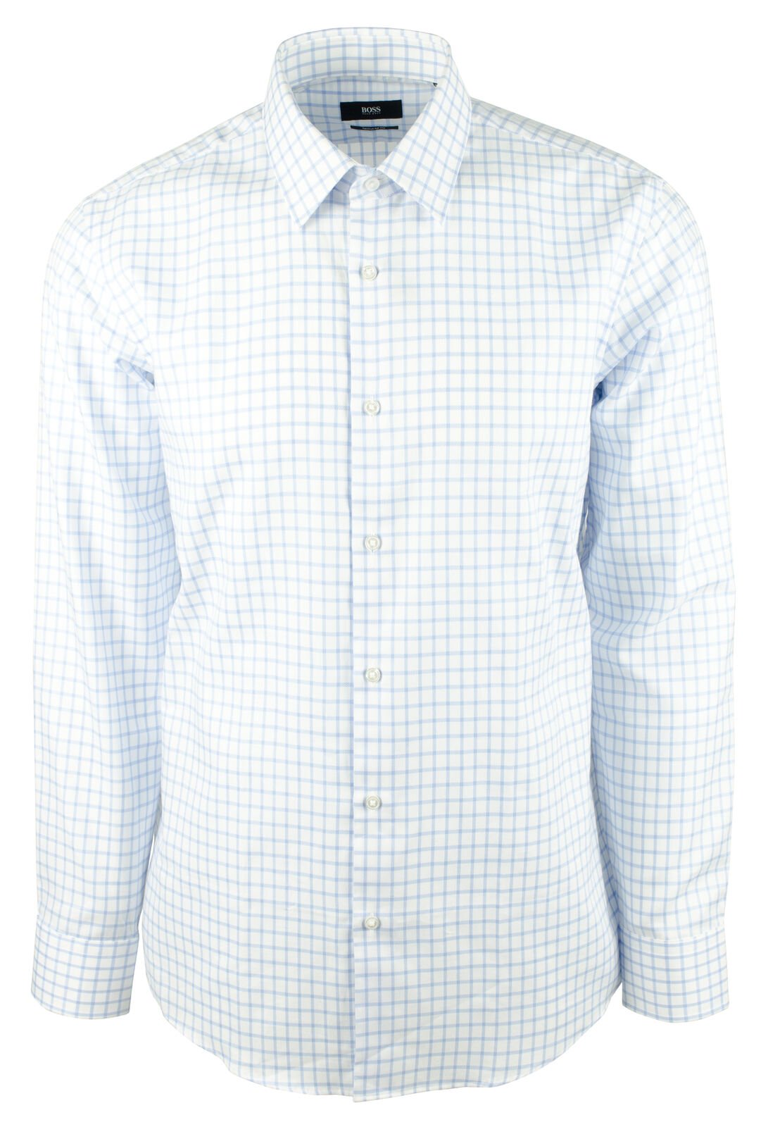 Hugo Boss Men's Enzo Regular Fit Long Sleeves Shirt-PB-15 (32/33) Pastel Blue