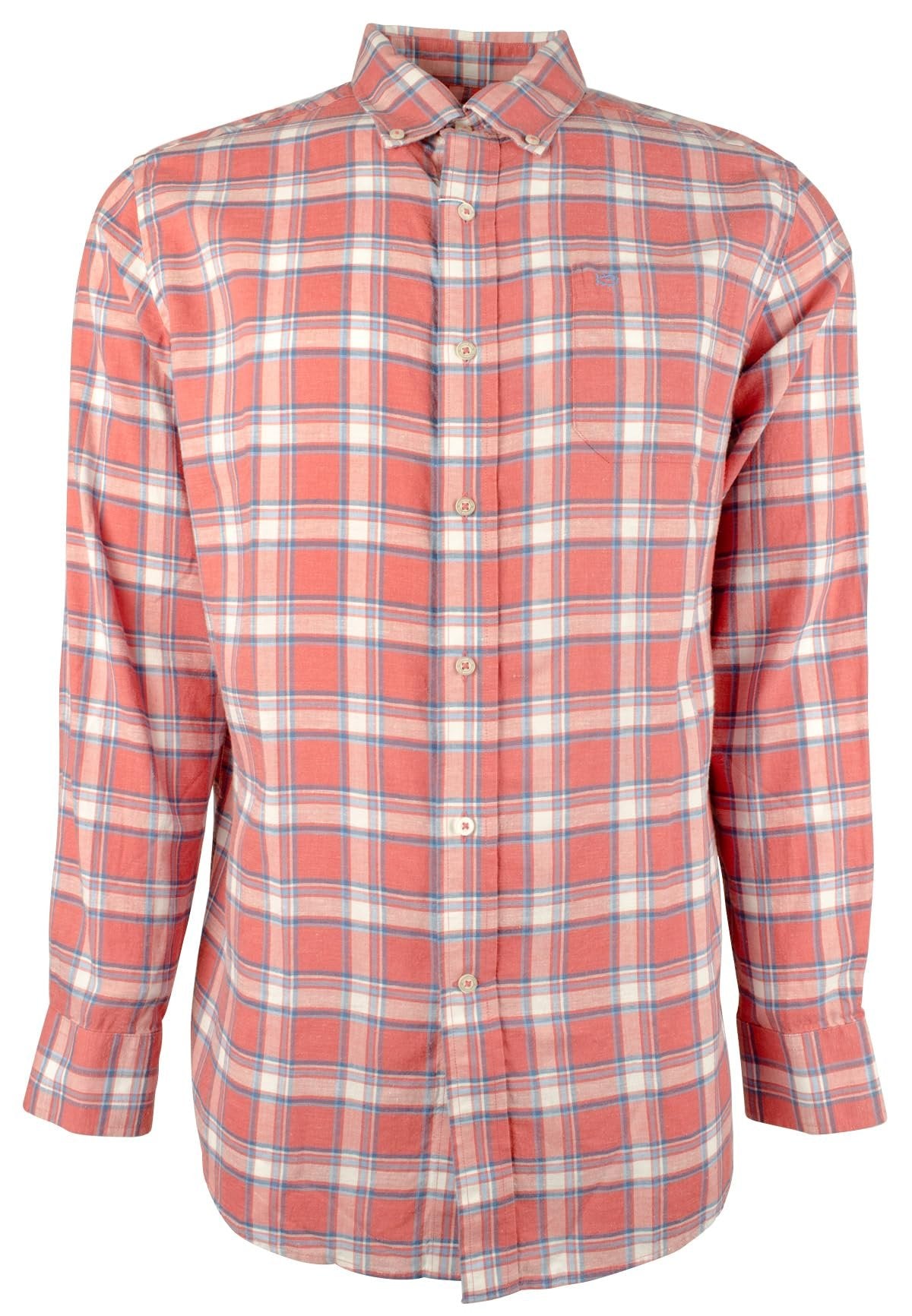 Men's Hemp Blend Headand Bayfront Plaid Sport Shirt MR Small Mineral Red