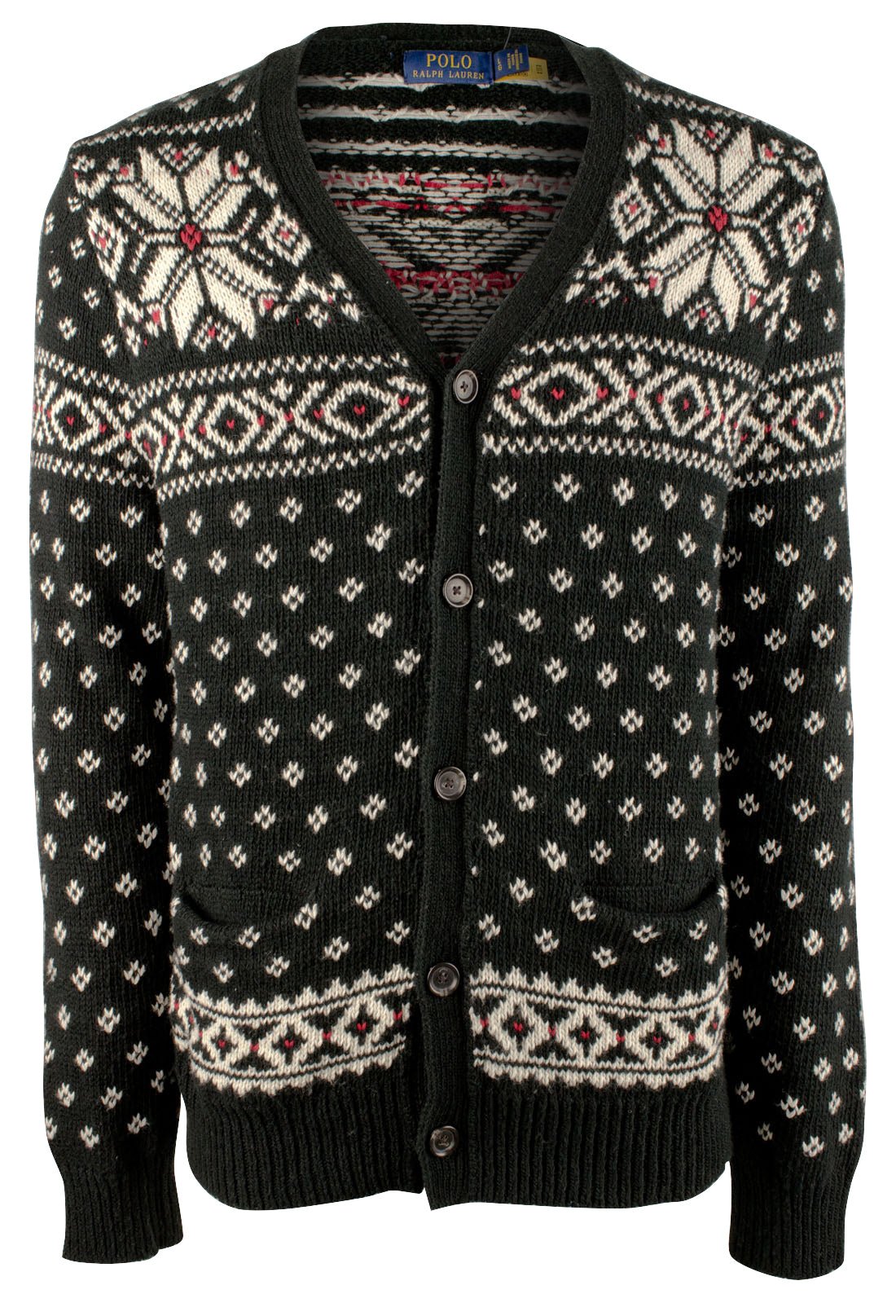Polo Ralph Lauren Men's Fair Isle Long Sleeve Cardigan Sweater Black Multi