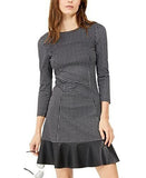 Michael Kors Women's Check Print Faux Leather Trim Min Dress B/W XL