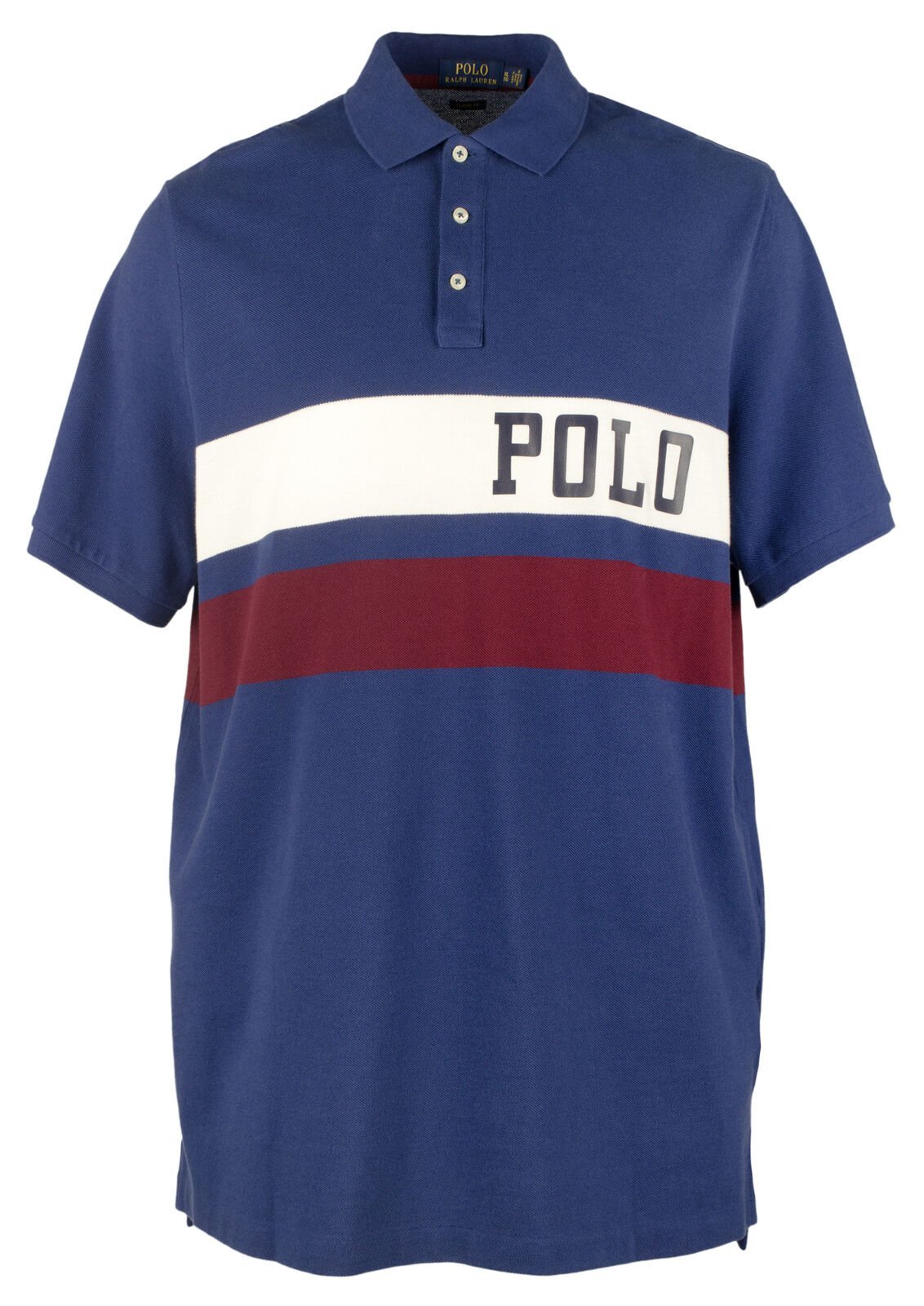 Polo Ralph Lauren Men's Classic Fit Two Striped Mesh Polo Shirts Blue XXL