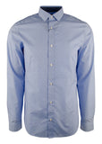 Michael Kors Men's Long Sleeve Swirl Print Slim Fit Shirt Blue Medium