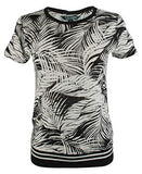 LAUREN RALPH LAUREN Womens Petites Linen Printed T-Shirt Black-Ivory PXS