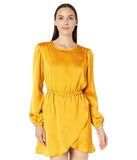 Michael Kors Satin Long Sleeve Flounce Dress