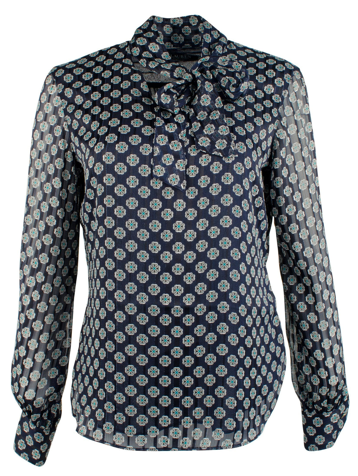 Lauren Ralph Lauren Women's Talsha Tie Neck Blouse NM S