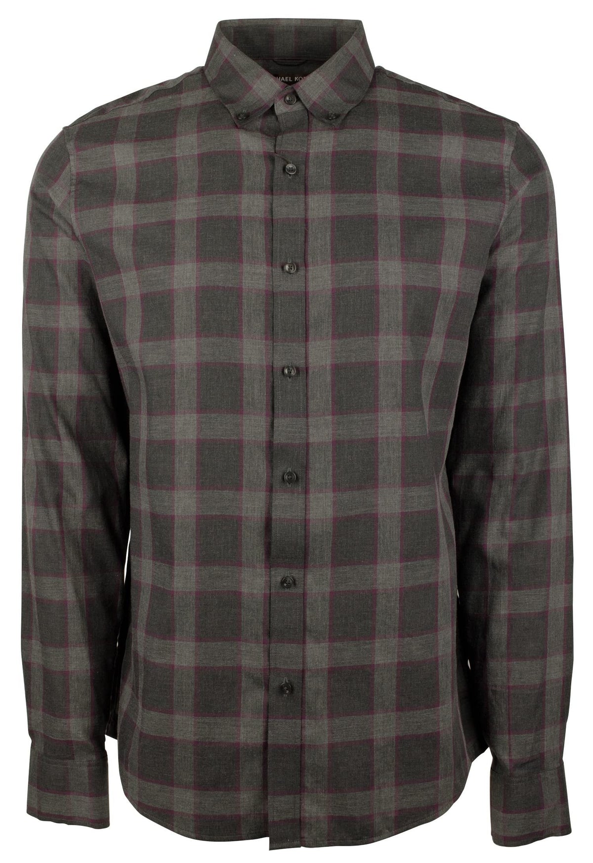 Men's Slim Fit Plaid Print Long Sleeves Shirt-C-Large
