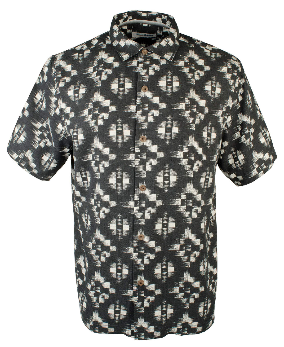 Tommy Bahama Men's Mazatlan Geo IslandZone Technology Camp Shirt BLK Small