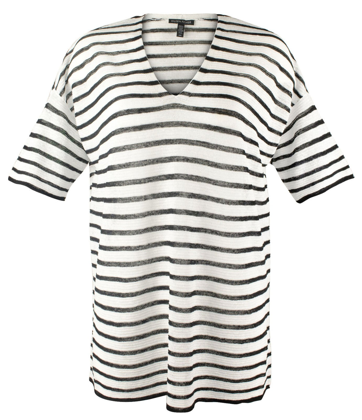 Eileen Fisher Women's Striped V Neck Short Sleeve Sweater