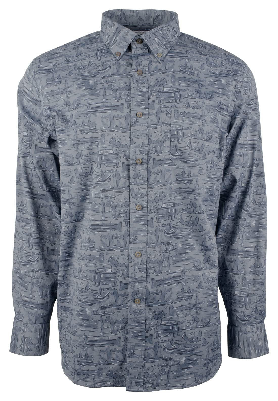Camisa deportiva de manga larga con estampado de acantilado intercostero Southern Tide para hombre, talla XL, color azul neblina