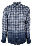 Michael Kors Men's Slim Fit Linen Dip Dyed Gingham Long Sleeve Shirt