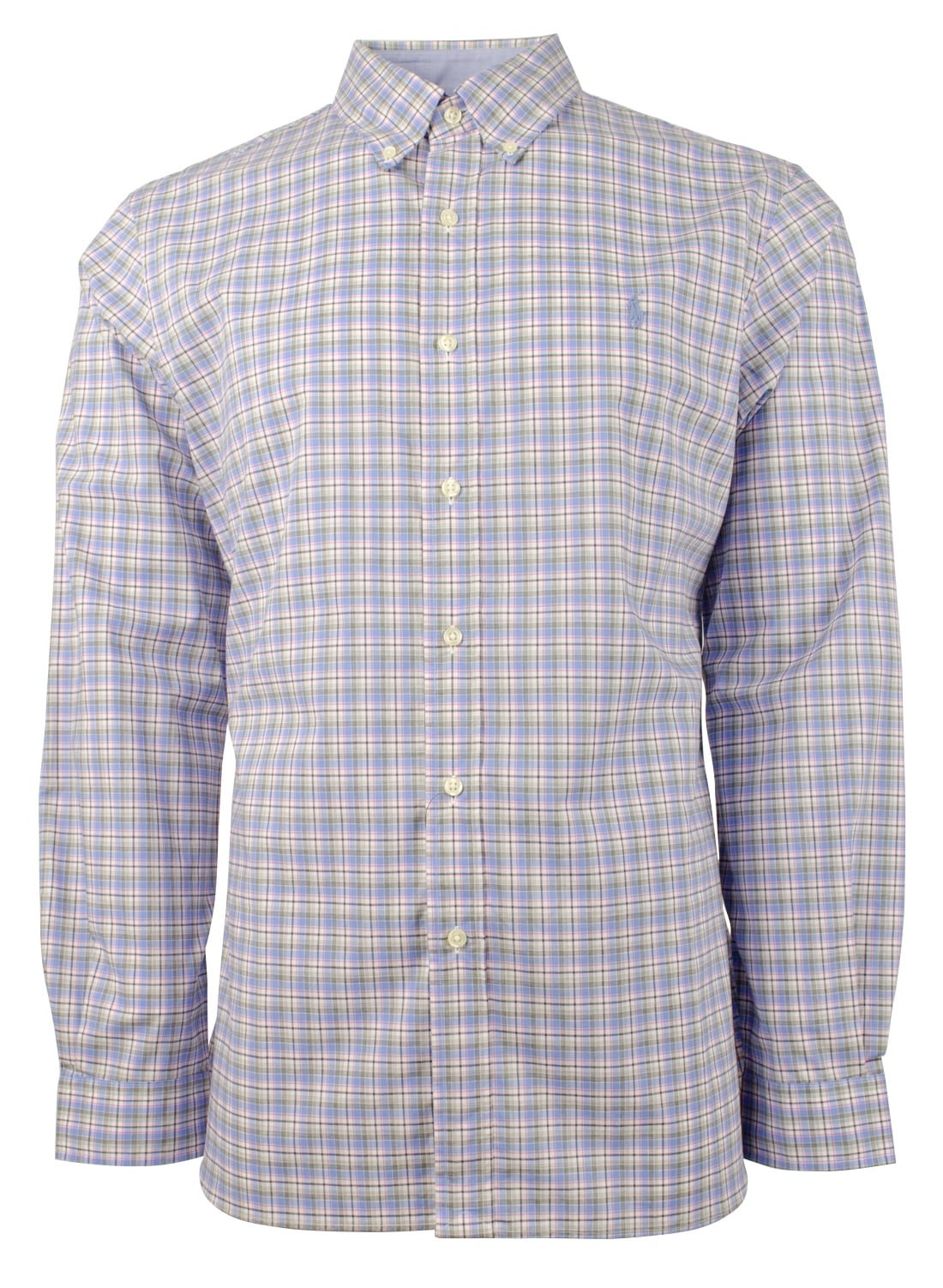 Men's Slim Fit Plaid Long Sleeve Oxford Shirt Large
