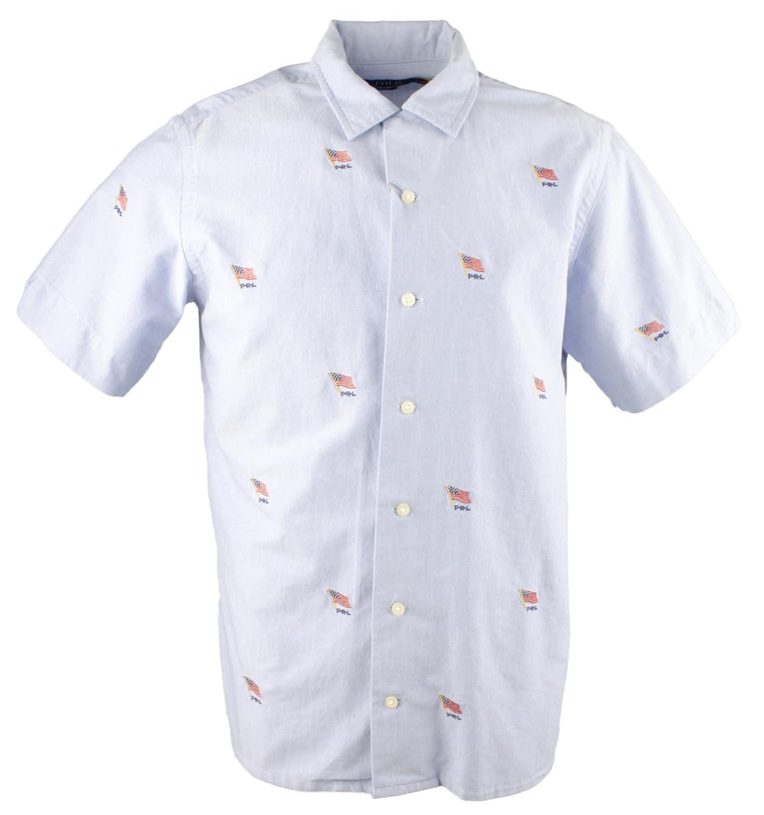 Polo Ralph Lauren Men's Big Tall Classic Fit Flag Oxford Camp Shirt Blu 4XLT