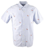 Polo Ralph Lauren Men's Big Tall Classic Fit Flag Oxford Camp Shirt Blu 4XLT