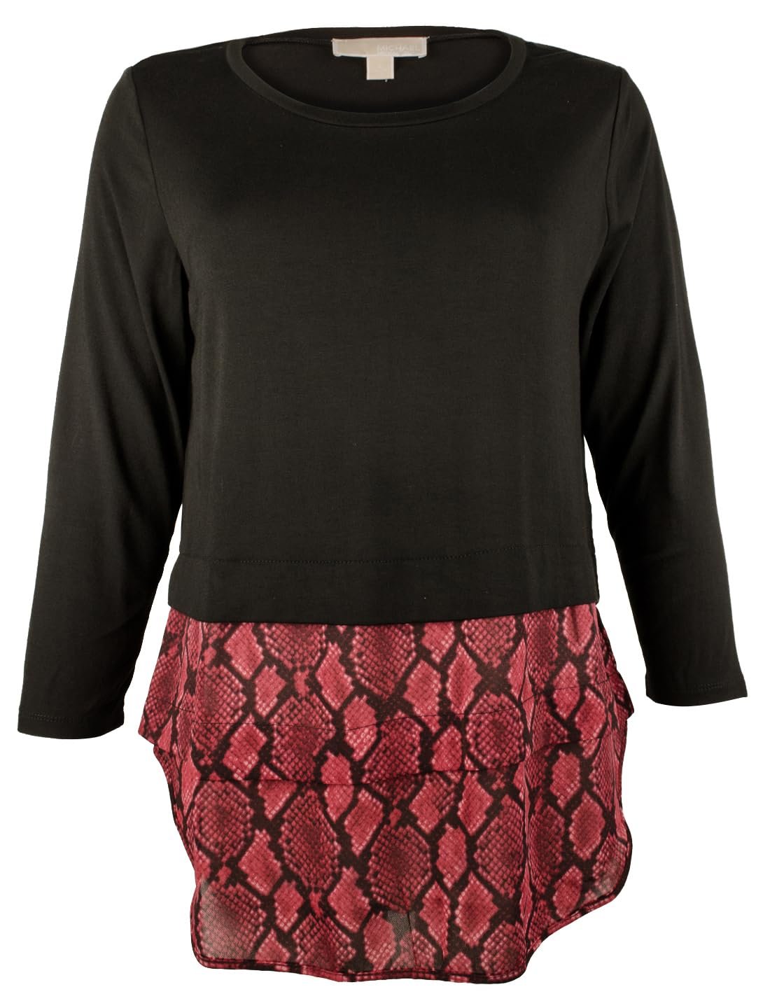 Women's Layered Long Sleeved Top Black Burgundy