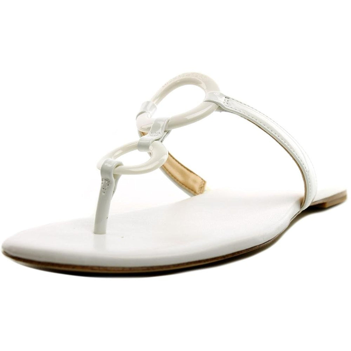 Michael Michael Kors Women's Claudia Flat Sandal Optic White Patent Sandal 6 M