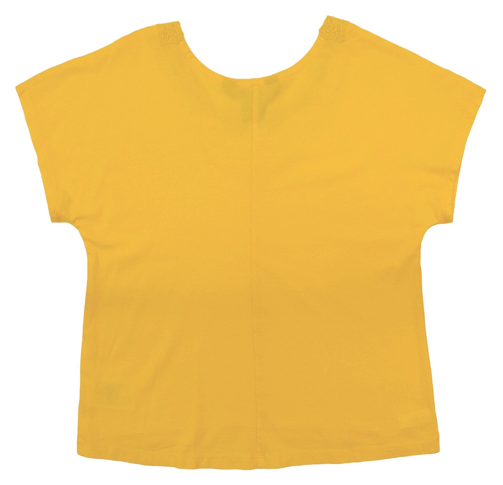 Ralph Lauren Girl's Cotton Lace Trim T-Shirt-Yellow-Large(12-14)