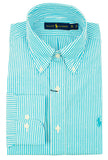Men's Crisp Poplin Striped Button Down Shirt-BW-BW-16 ½ -32/33 Green/White