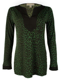 Michael Kors Women's Printed Jersey Knit V-Neck Tunic Shirt Blck XS Black