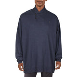 Men's Big & Tall Long Sleeve Luxury Jersey Shawl-Collar Pullover Shirt 4XB Navy Heather