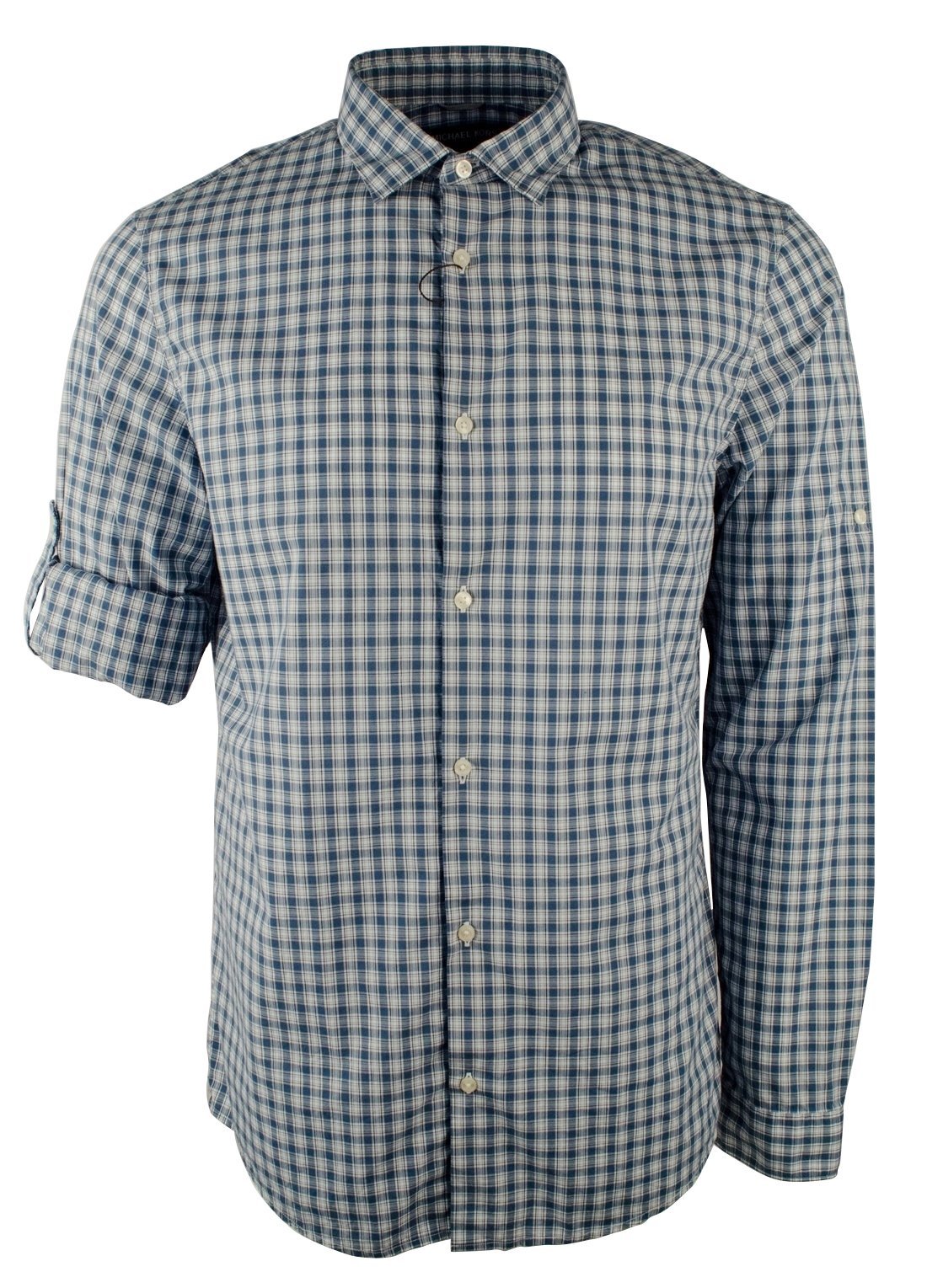 Men's Long Sleeve Shane Plaid Slim Fit Shirt-SB-XL Shadow Blue