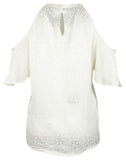 Michael Michael Kors womens Short Cut-out Sleeve Top Blouse