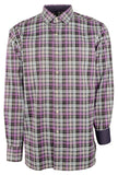 Bugatchi Men's Plaid Classic Fit Wrinkle Free Long Sleeves Shirt O Large