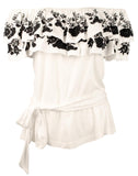 Lauren Ralph Lauren Women's Embroidered Jersey Off The Shoulder Blouse Top