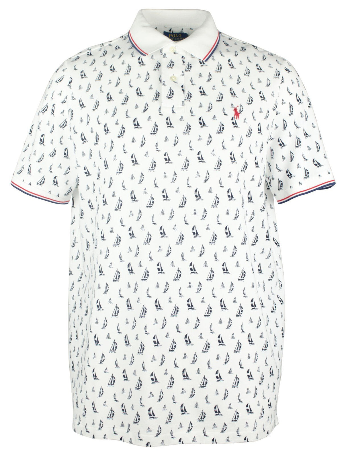 Polo Ralph Lauren Men's Big & Tall Sailboat Print Mesh Polo Shirts White Multi