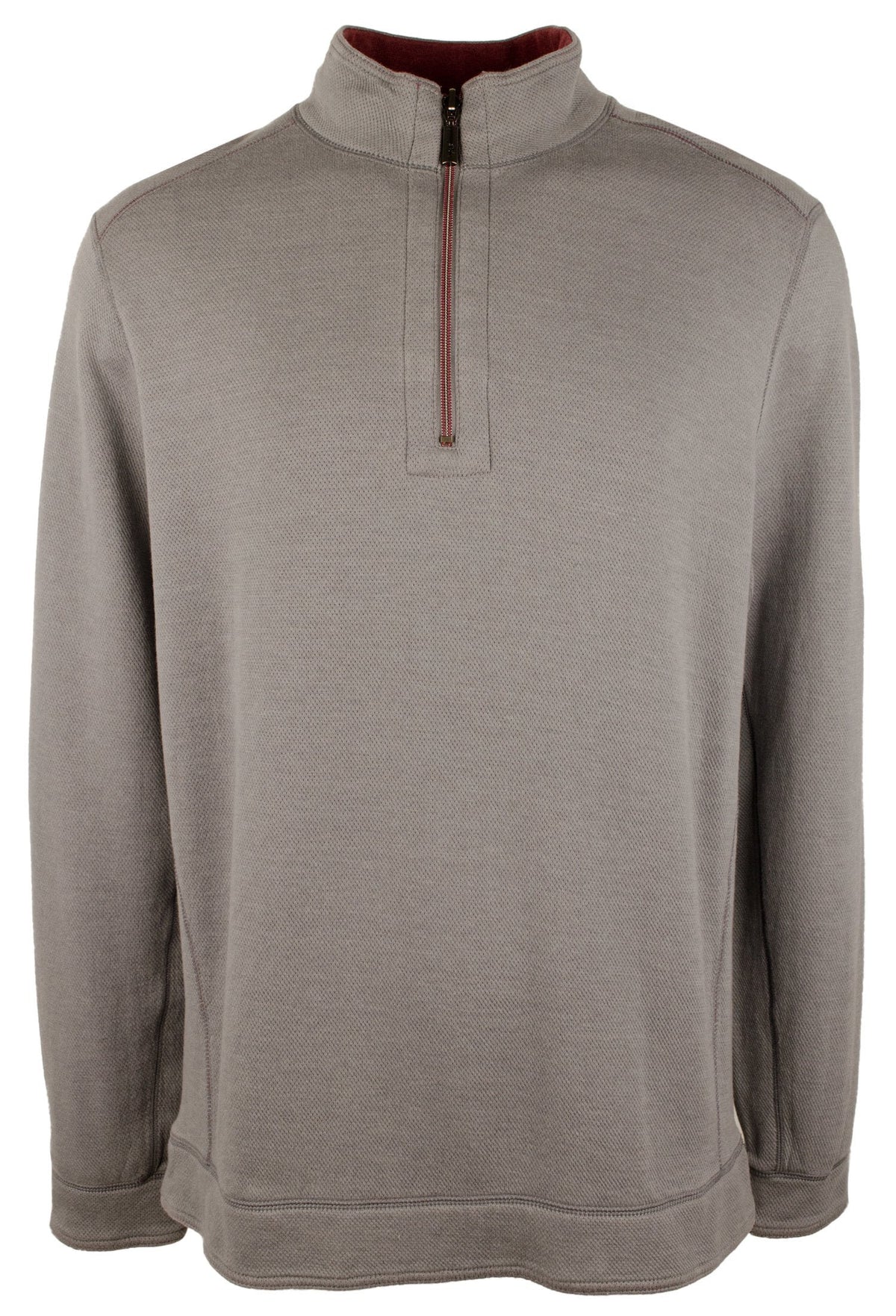 Tommy Bahama Erkek Flipshore Yarım Fermuarlı Çift Taraflı Kazak Sweatshirt Spa Stone Küçük