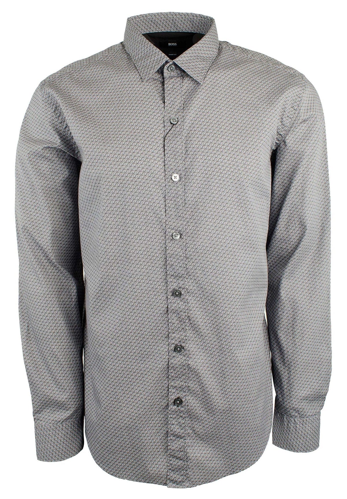 Hugo Boss Men's Robbie Sharp Fit Long Sleeve Button Down Shirt Dark Gray